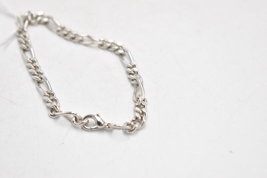 Vintage Silver Metal Figaro Bracelet 19cm - 9.31g, 4.7mm Width