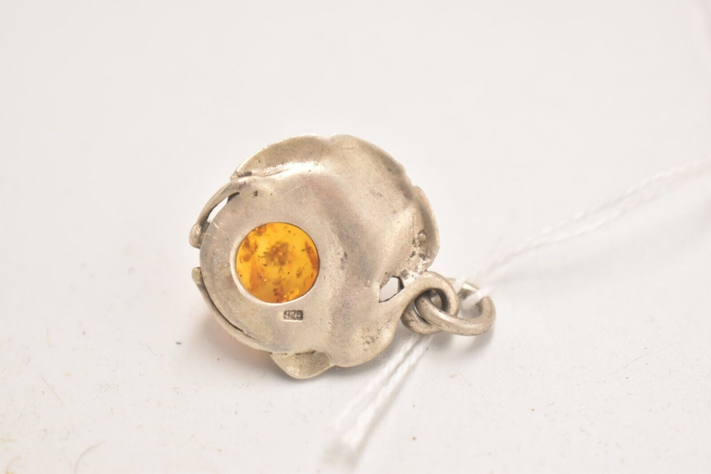 Vintage 925 Sterling Silver and Amber Necklace Pendant – Ladies Jewellery 10.75g