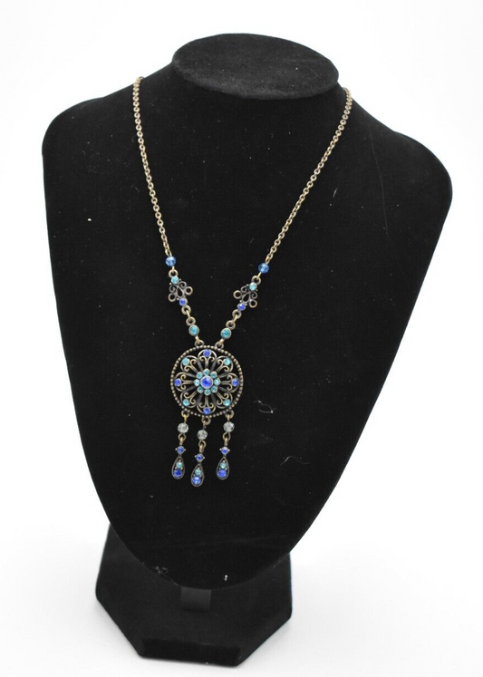 Vintage East Blue and Turquoise Statement Piece Necklace - Costume Jewellery