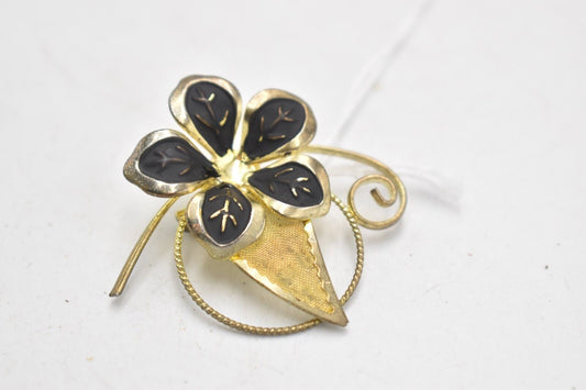 Vintage Minimalist Floral Brooch – Ladies Costume Jewellery