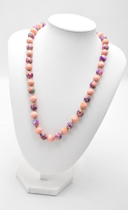 Vintage Pink Beaded Necklace - Costume Jewellery for Ladies