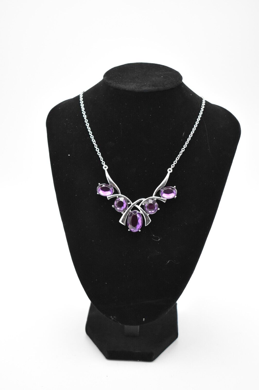 Vintage Oversized Costume Jewellery Necklace - Purple Amethyst